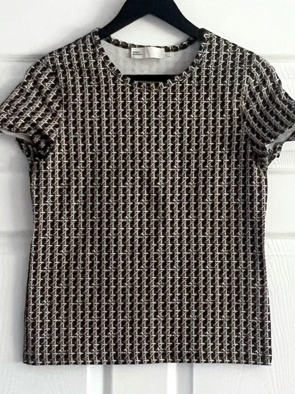 Tory Burch black with multicolored geometric prints short sleeve top size S